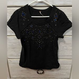 Free People Beaded Short Sleeve 80s Jersey Tee